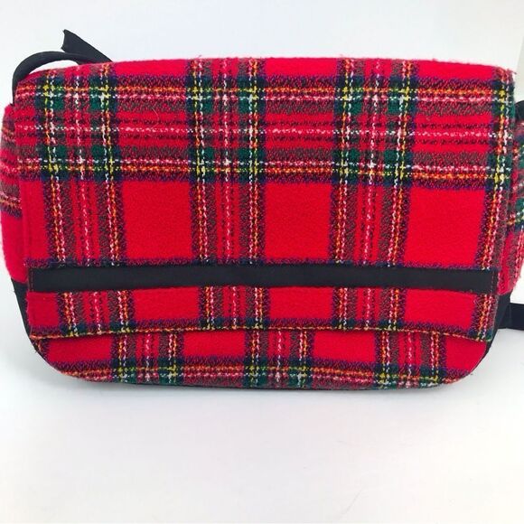 Ego Red and Black Plaid Wool Flap Front Holiday Mini Shoulder Bag - Picture 4 of 16